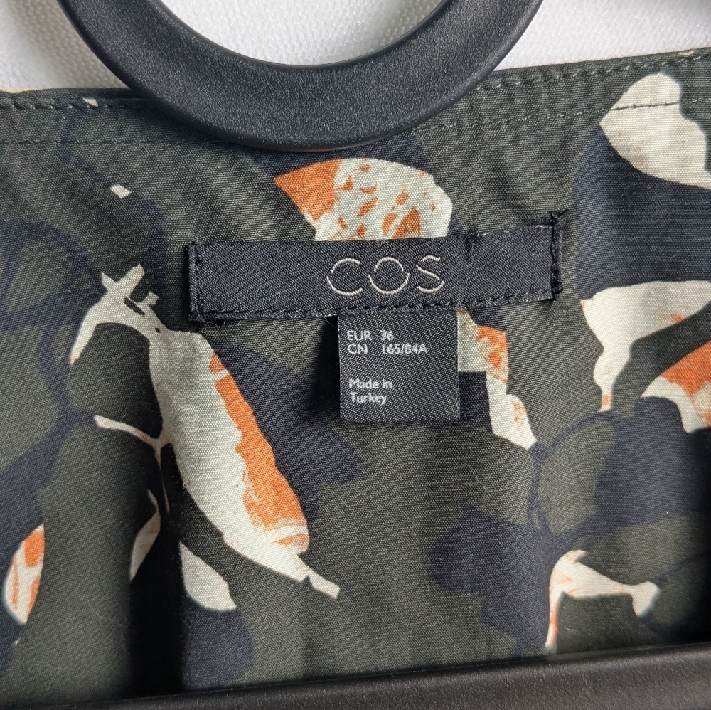 COS s/m Patterned shirt jacket 100% cotton button up lightweight olive green - Picture 4 of 10